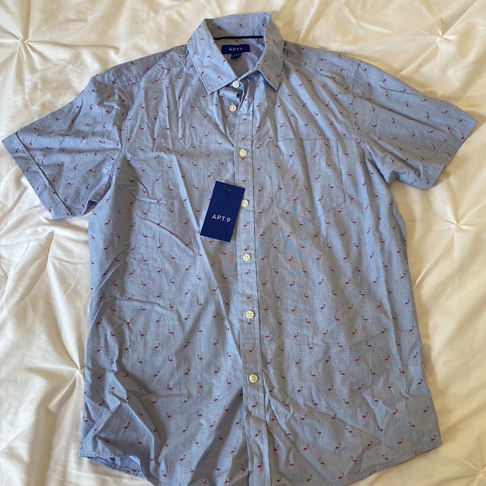 NWT Blue Flamingo button up shirt